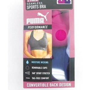 NWT Puma Women's Seamless Sports Bra 2 Pack Pink/Navy Small $60 3B002